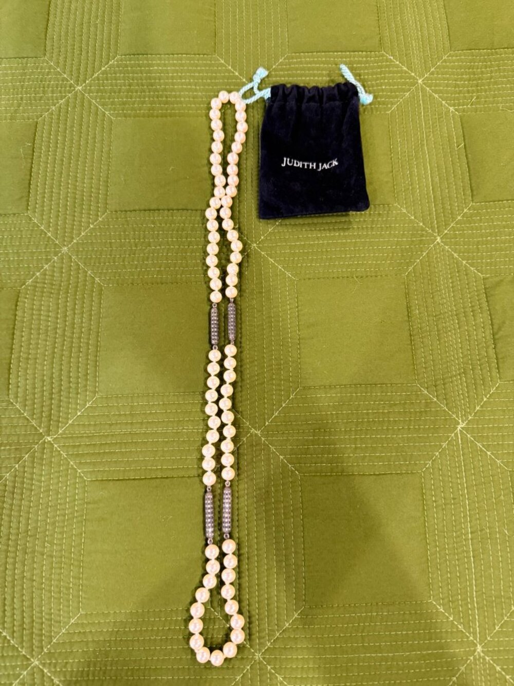 Judith Jack Maracite/Imitation Pearl Necklace
